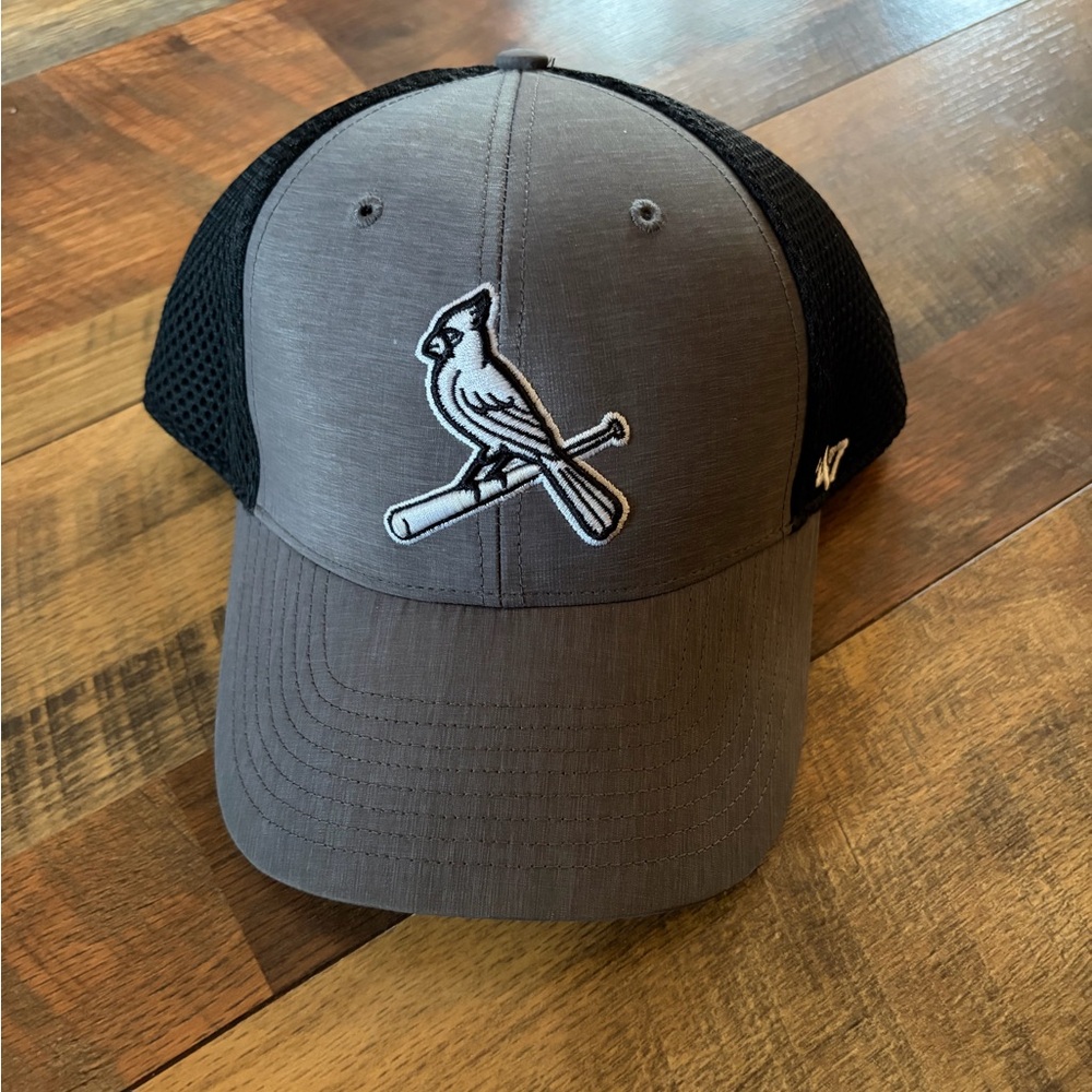 47 Gray and Black Cardinal Patch Hat